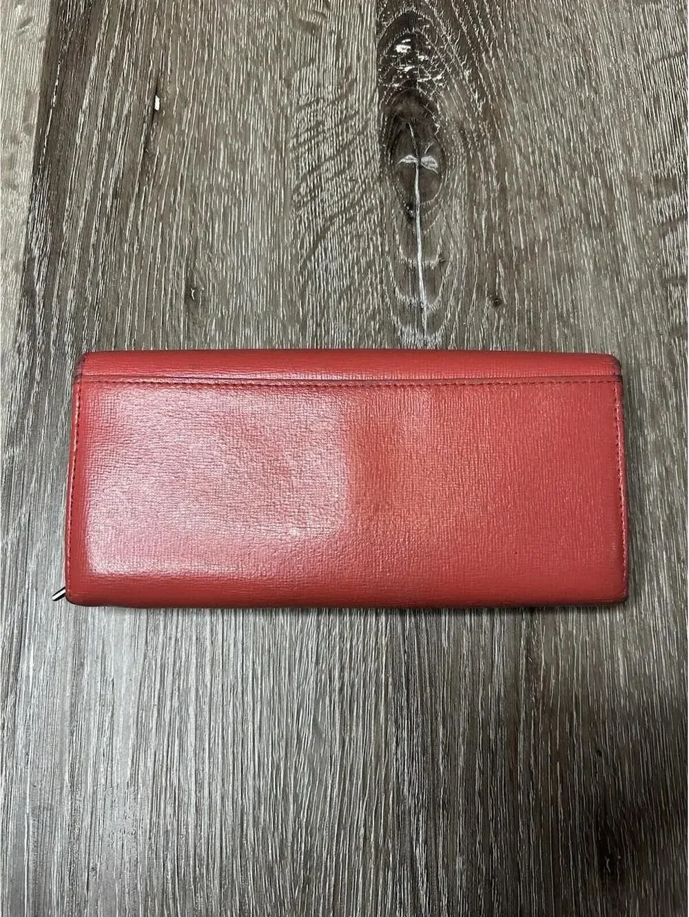 FURLA Leather Long Wallet Red/Coral Large Capacity Authentic